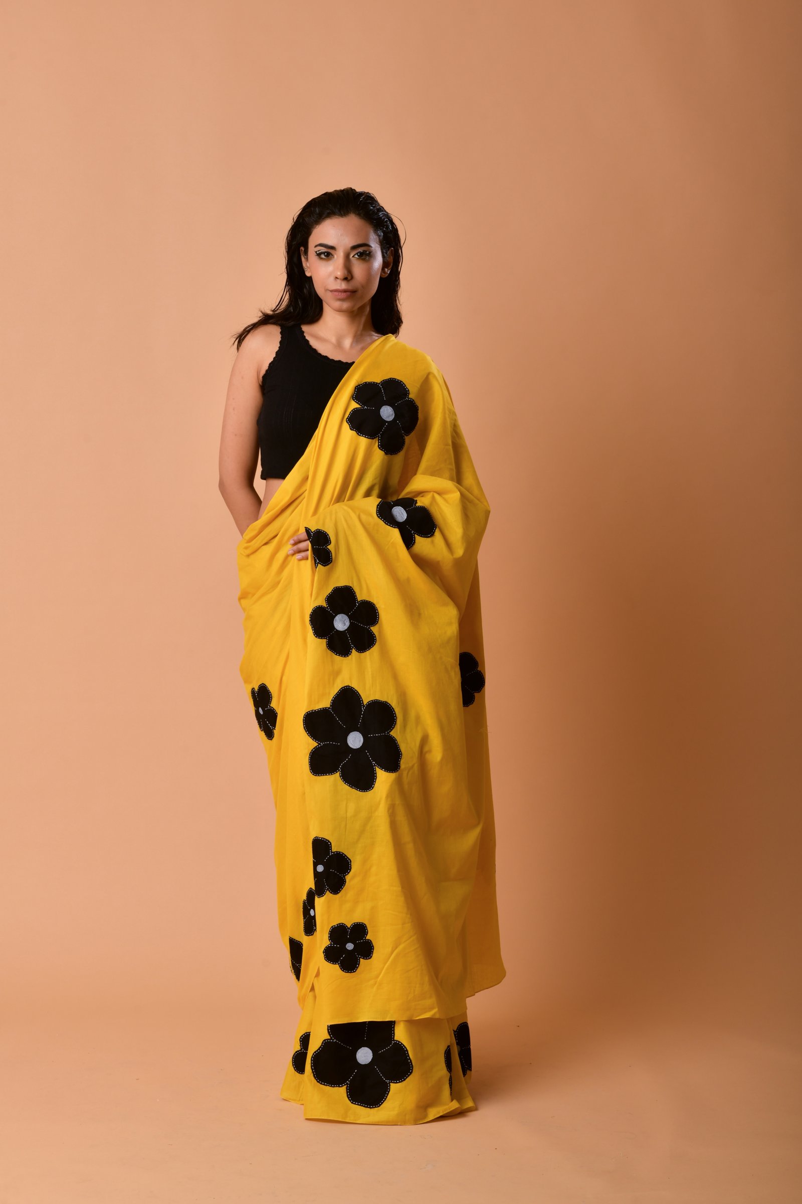 Flower Patchwork Kantha Saree