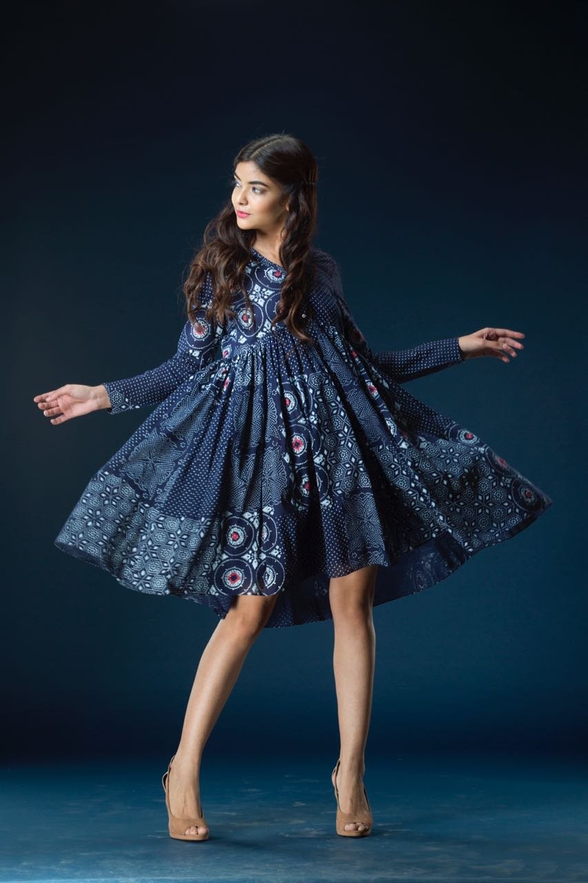 Monochrome Indigo Short Arc Dress